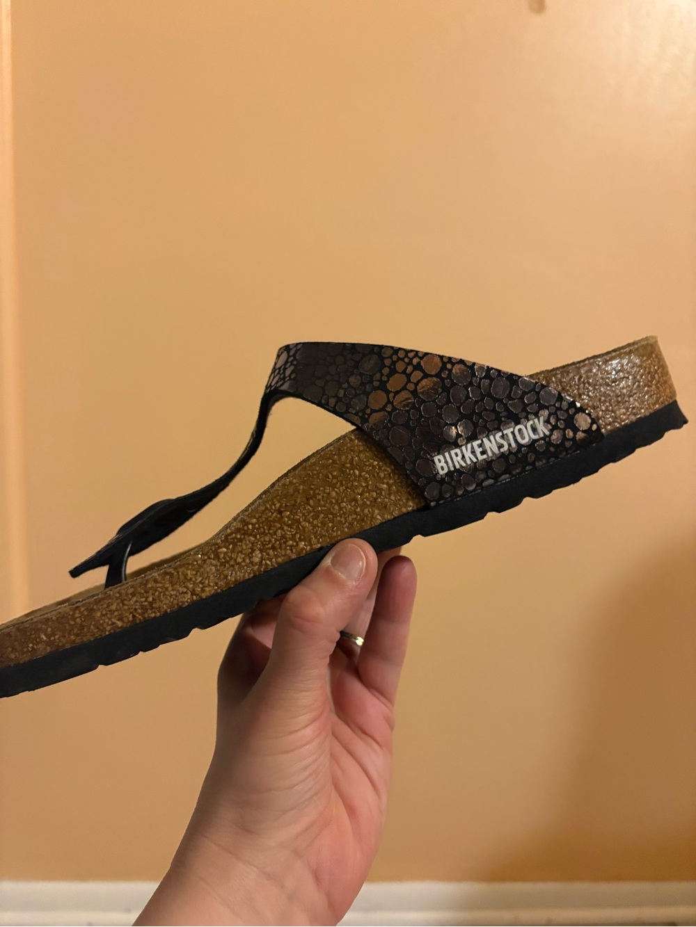 Birkenstock Gizeh Metallic Speckled Thong Sandals in Black & Silver - Picture 7 of 10